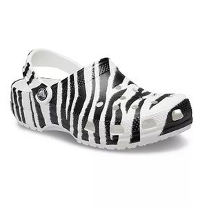 Zebra print crocs size 6